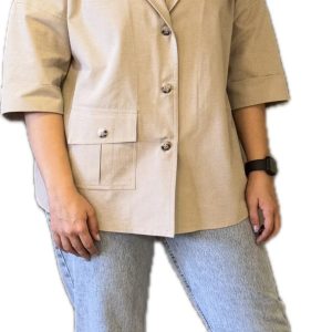 مانتو لنین یقه انگلیسی تابستانه فری سایز